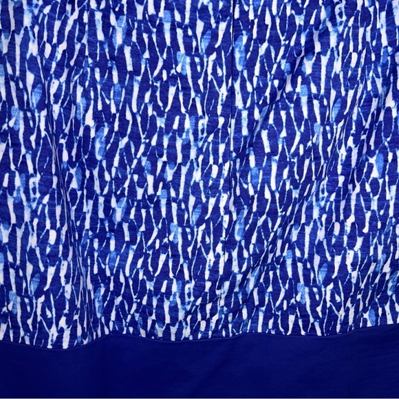 Size 10 Michael Kors Blue White Skirt Abstract Print Cotton Blend Vibrant - Picture 5 of 9